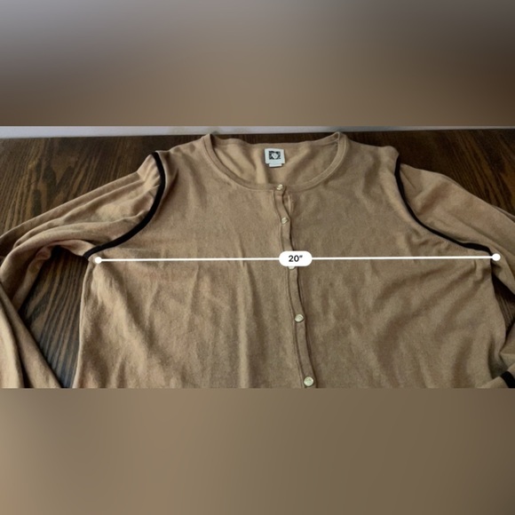 Anne Klein button down women’s XL Cardigan sweater brown contrast trim - Picture 10 of 15